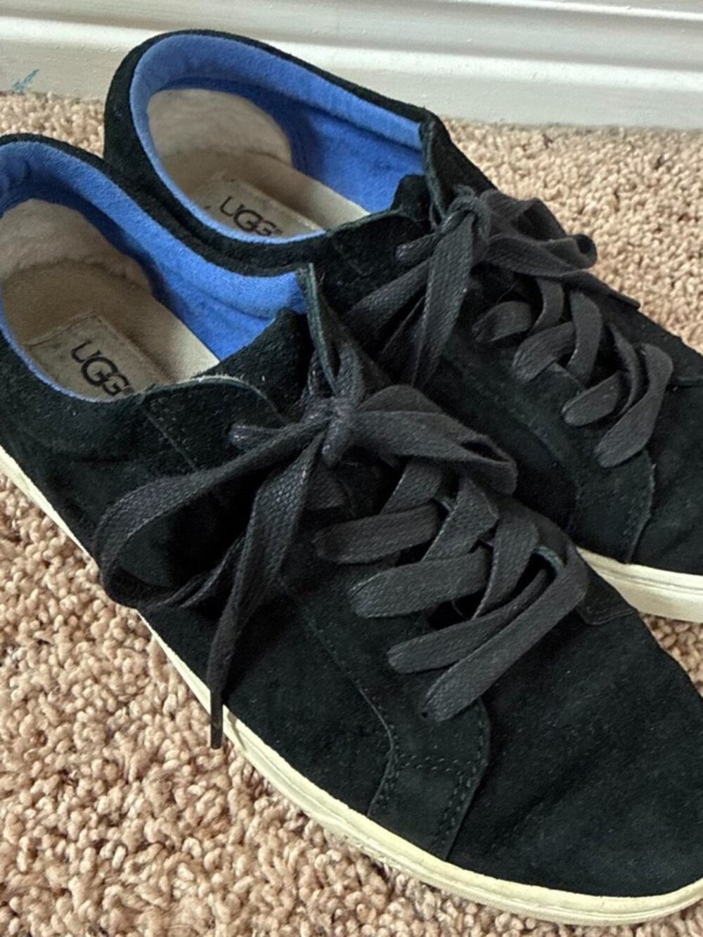 Black suede UGG sneakers #shearling #sneakers